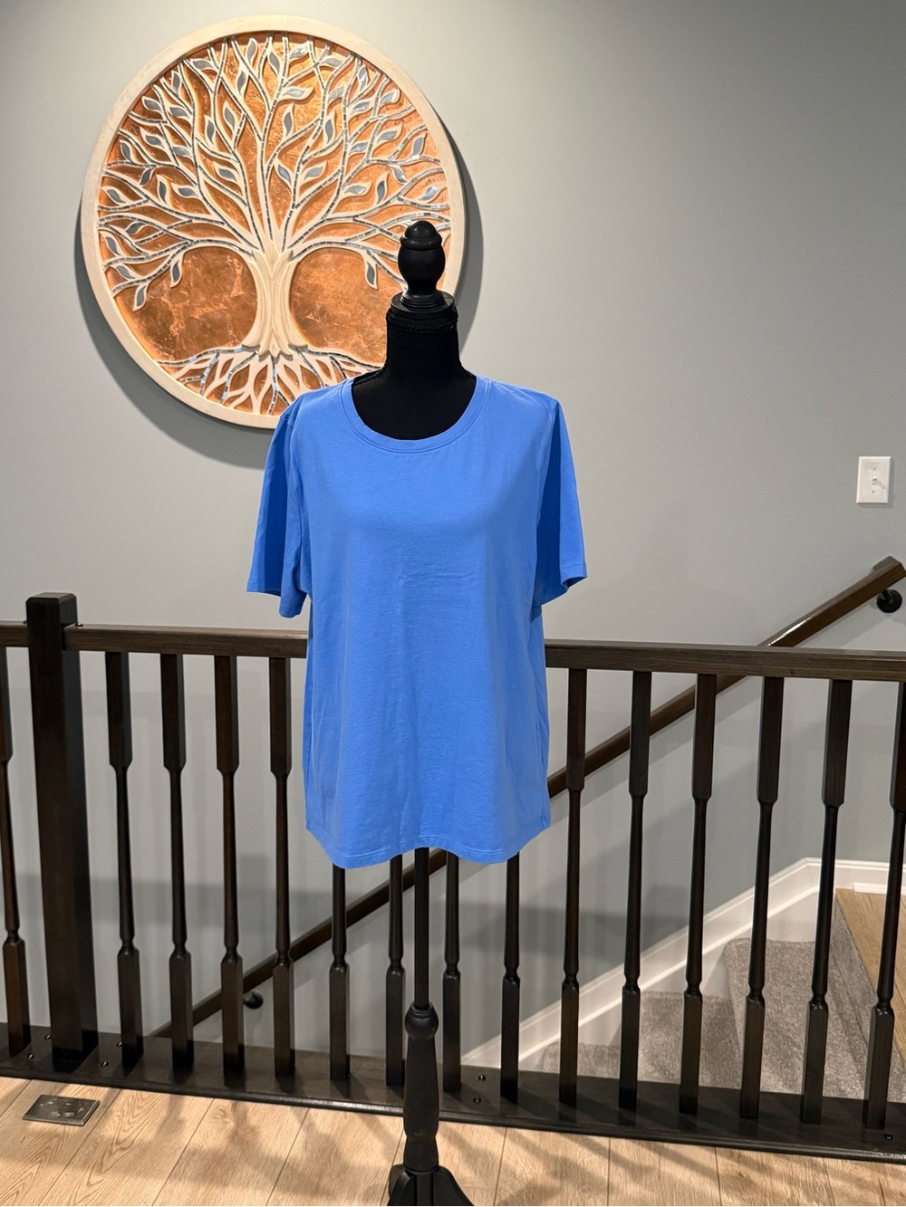 Denim&Co Bright Blue Short Sleeve Crew Neck Tee